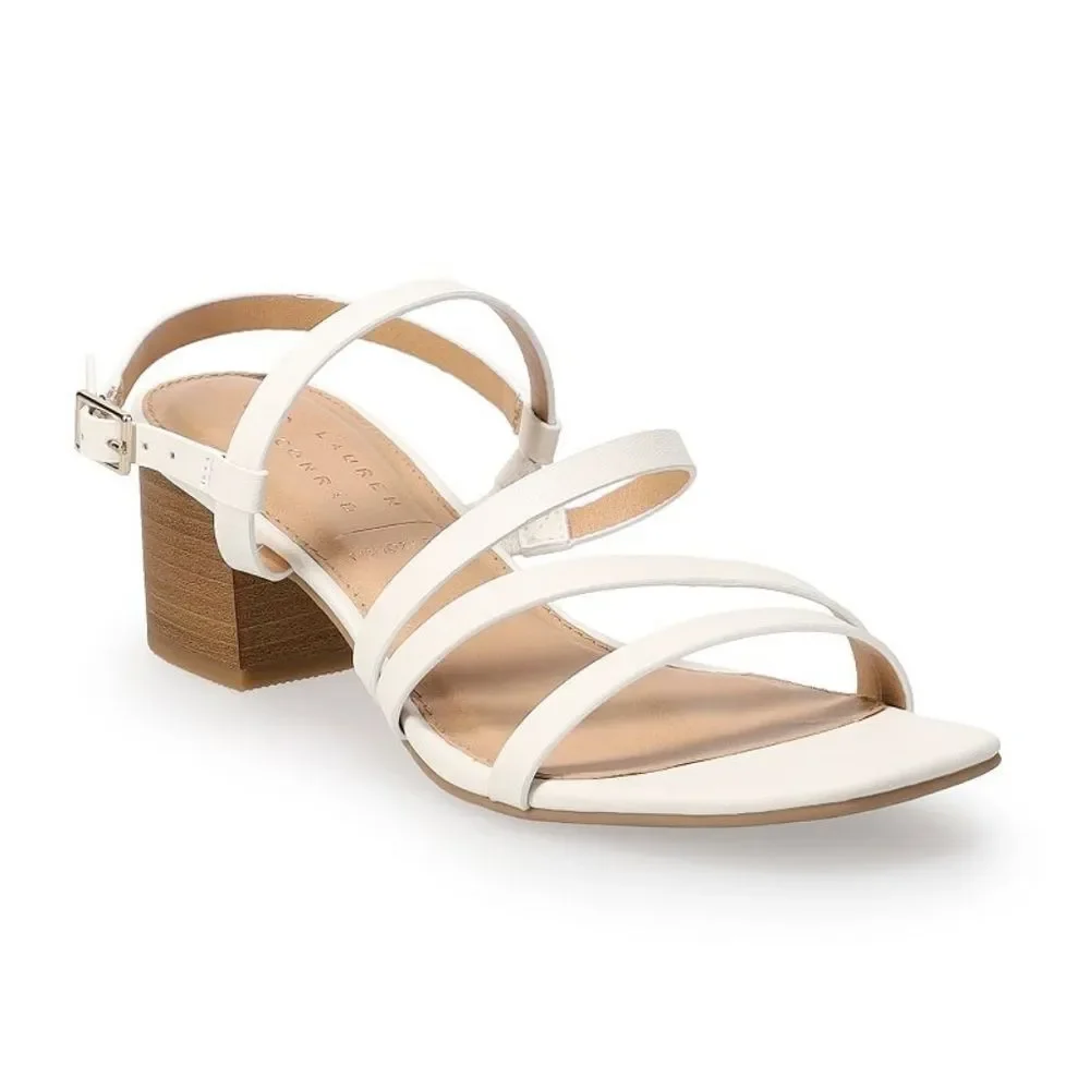 LC Lauren Conrad Women's Emelia Chunky Square Toe Heel White Wedding Bridal 7.5